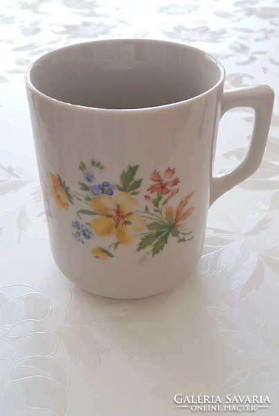 Régi Zsolnay porcelán virágos bögre mezeivirágos teás csésze 9.5 cm