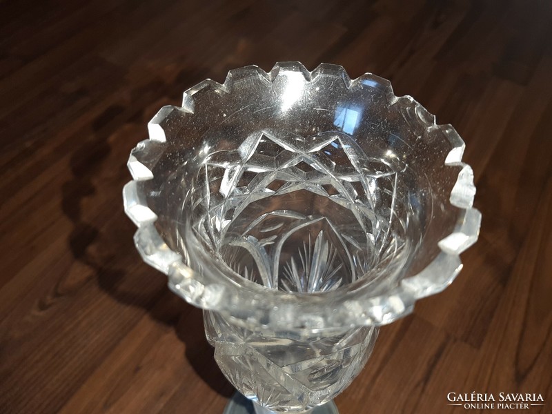 Crystal vase on a metal base