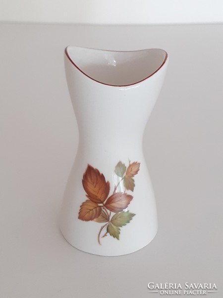 Old aquincum porcelain mini vase with leaf pattern