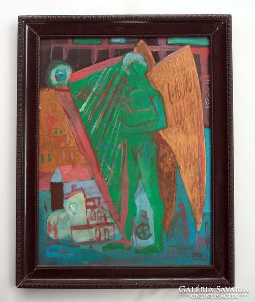 Kondor Béla - Hárfázó angyal című festménye