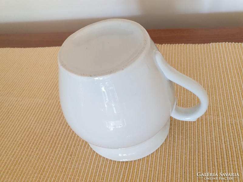 Old Zsolnay porcelain white stemmed folk large mug