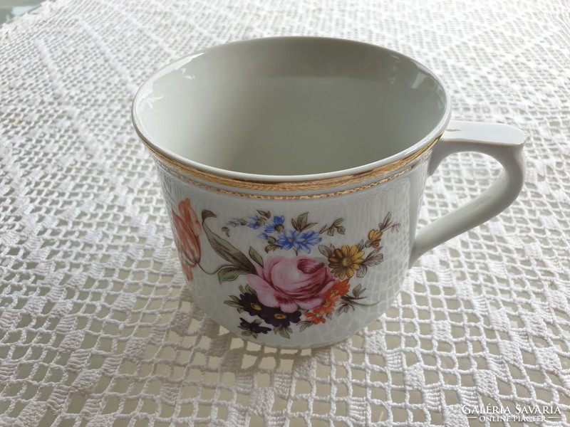 Old porcelain mug, large floral cup