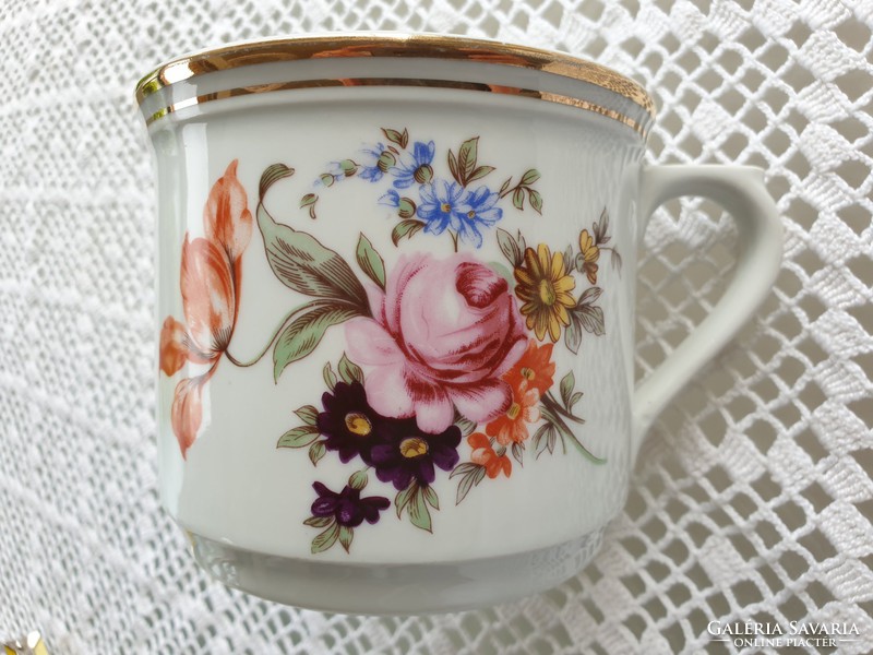 Old porcelain mug, large floral cup