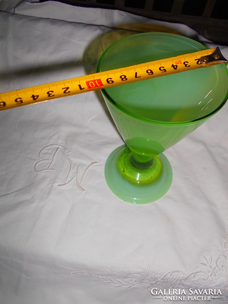 Gradient green chalcedony glass goblet- bought in a glass studio -art deco style