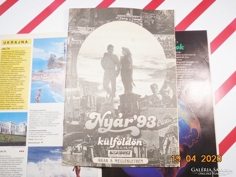 Régi retro újság szórólap reklám katalógus - Nyár '93 1993 - Ibusz utazási ajánlatok