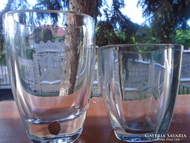 Pair of Costa & Boda Signed Special Glass Small Crystal Vase Thick and Very Heavy