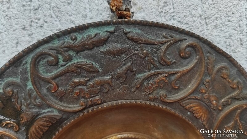 Beautiful bronze copper wall hunter style hubertus hunter scene. Wall ornament 1.2 kg