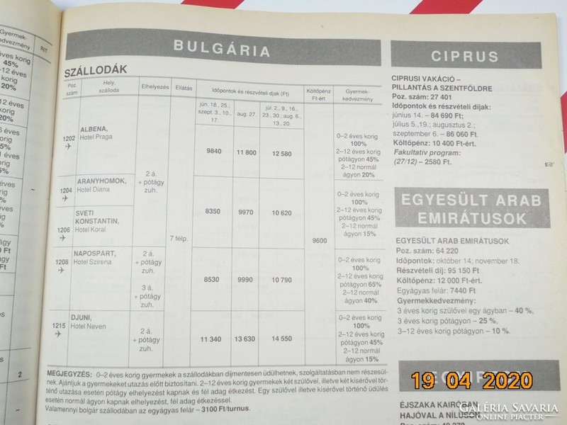 Régi retro újság szórólap reklám katalógus - Nyár '93 1993 - Ibusz utazási ajánlatok