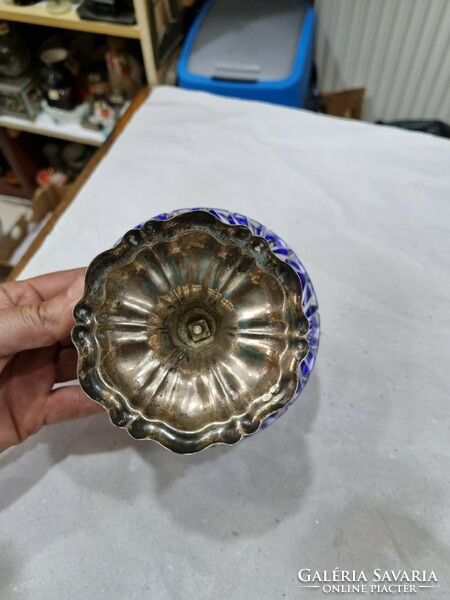 Old silver base crystal bowl