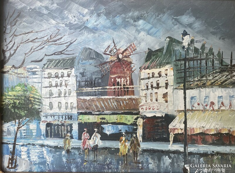 Small oil painting of Paris