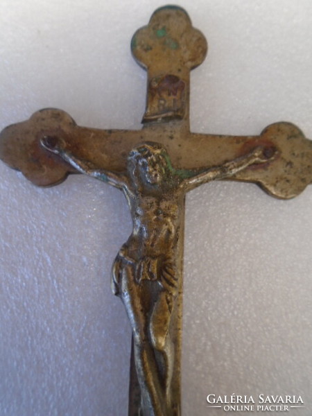 Large antique cross corpus of the xx.Sz. Beautiful mature patinated piece from the front