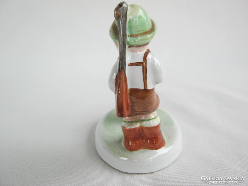 Retro ... Bodrogkeresztúr ceramic figure nipple hunter with little boy bunny