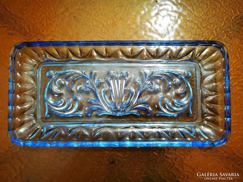 Old blue glass tray