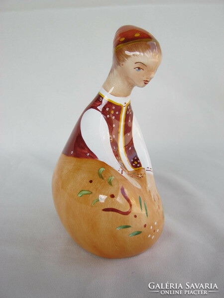Retro ... Bodrogkeresztúr ceramic figurine nipple sitting girl