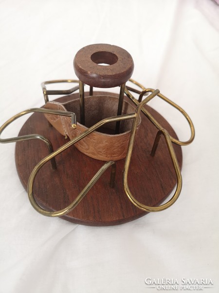 Copper, wood, leather craftsman candlestick