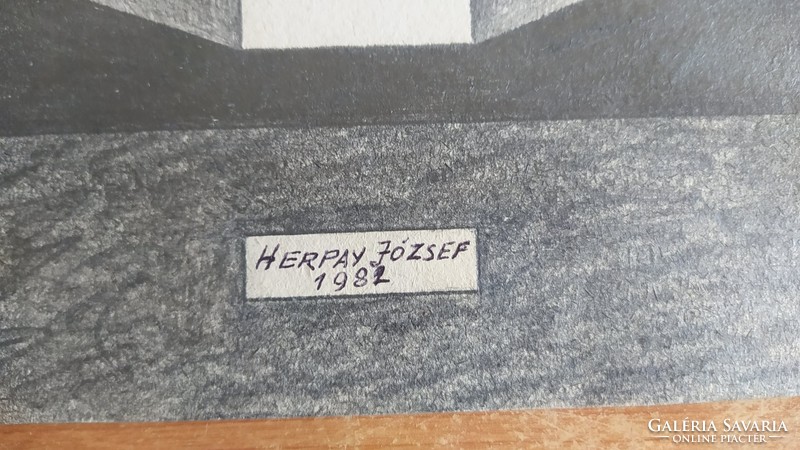 (K) Herpay József grafikája 43x30 cm