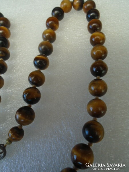 Tiger eye necklace knotted with large eyes with large eyes antique piece 62 cm