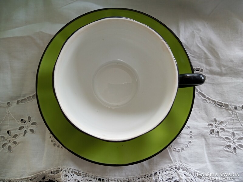 Old zsolnay bright apple green tea cup