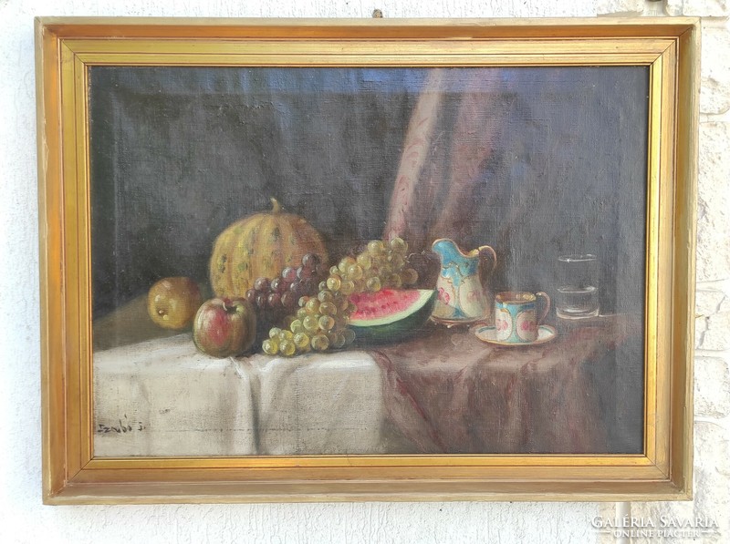 Antique beautiful fruit still life, sign painting