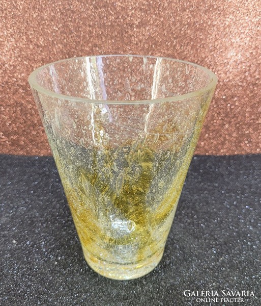 Thick-walled Swedish bubble-patterned glass vase