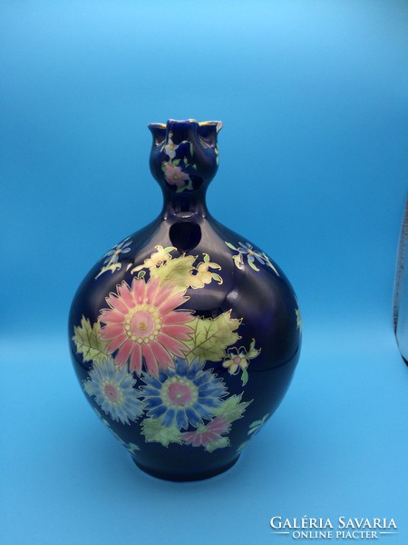 Zsolnay porcelain faience jug with floral decor circa 1890