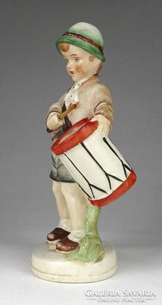 1J124 Régi SITZENDORF porcelán dobos fiú szobor 17.5 cm