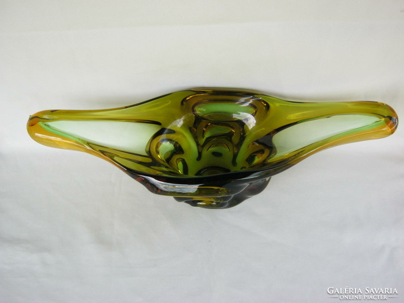 Retro ... Bohemia colored thick glass table center serving bowl large size 40 cm 1.8 kg