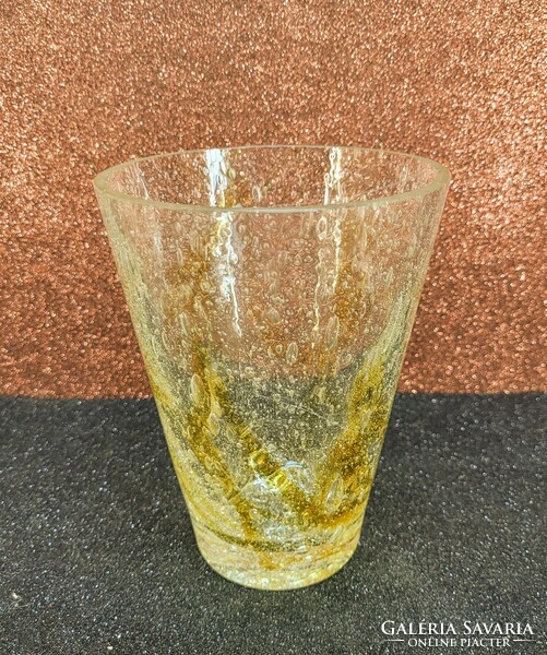 Thick-walled Swedish bubble-patterned glass vase