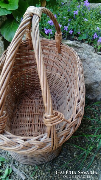 Retro, vintage oval, double-handled, high-bottomed, beautifully shaped wicker basket