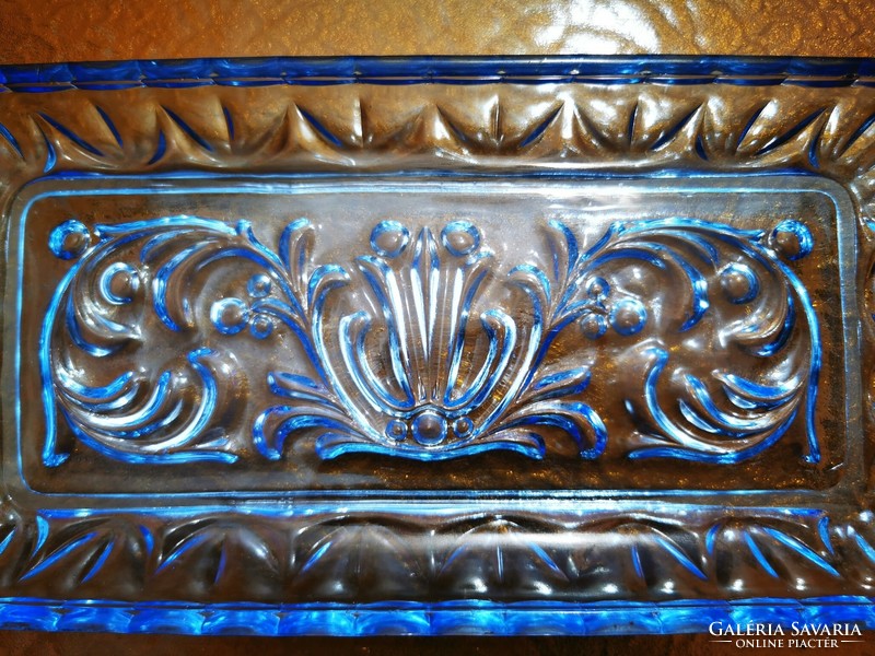 Old blue glass tray