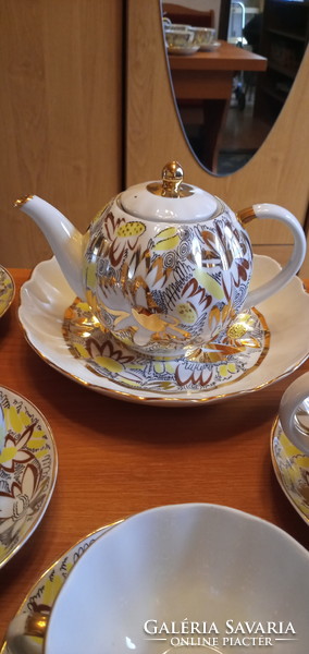 Lomonosov Arany kamilla kávés teás porcelán készlet