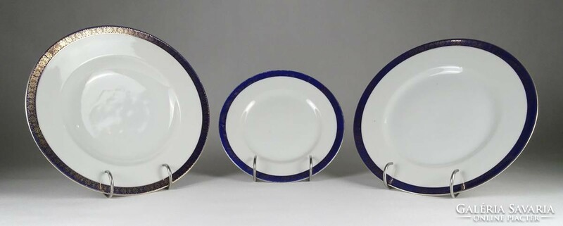 1J179 old gilded Czech blue gold porcelain tableware