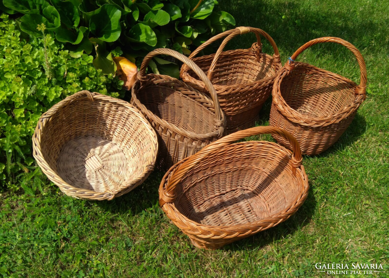 Retro, vintage oval, wicker basket with handles