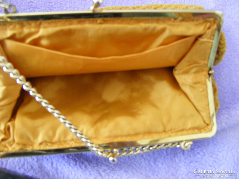 Mid century ocher yellow chenille handbag