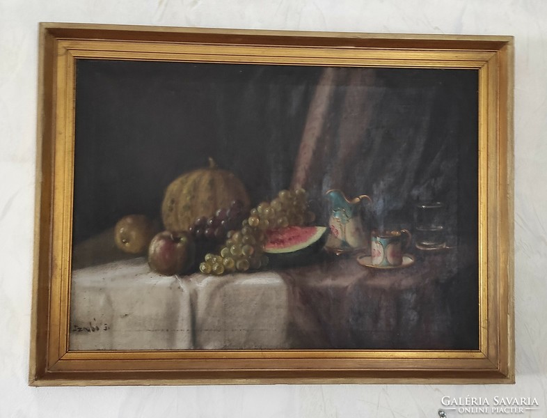 Antik gyönyörű gyümölcs Csendélet, Szignàlt festmény