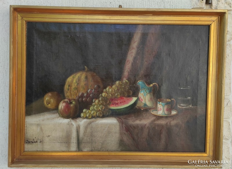 Antik gyönyörű gyümölcs Csendélet, Szignàlt festmény