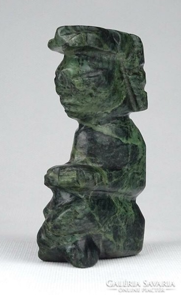 1J126 Régi dél amerikai zöld márvány totem faragás 12 cm