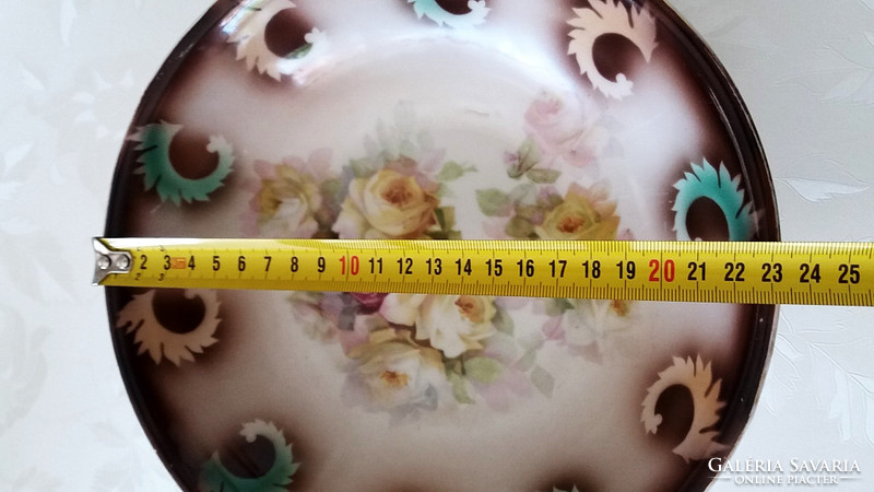 Old rosy floral vintage porcelain bowl 23 cm