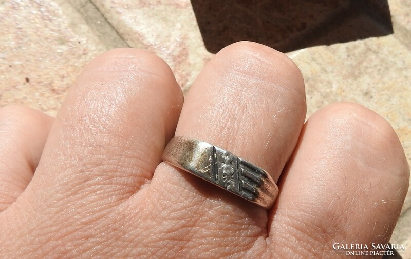 Old 800 silver stone seal ring - seal ring