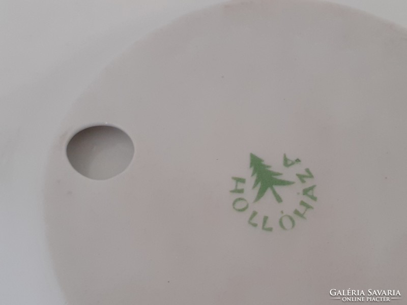 Régi retro Hollóházi porcelán hamutartó kalocsai mintás Kalocsa feliratos hamutál mid century