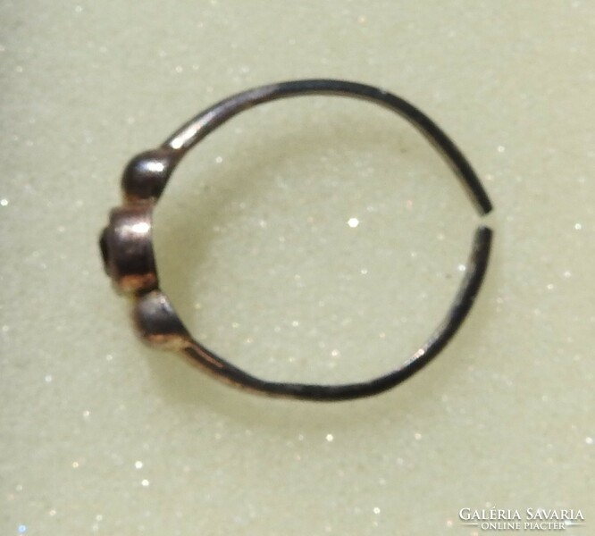 Black stone adjustable silver ring