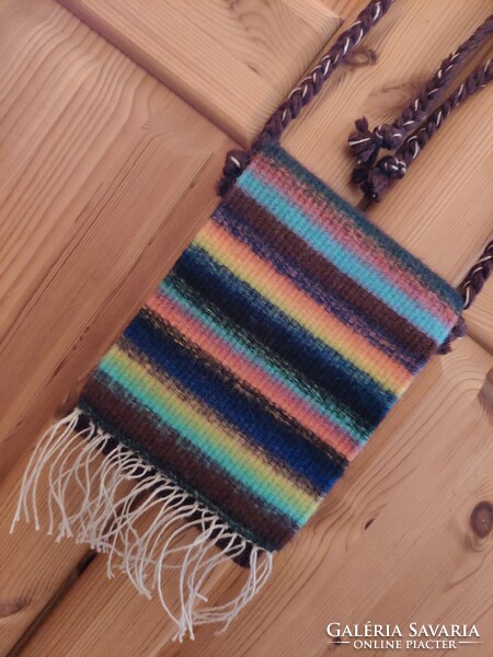 'Mysteries' hand-woven wool crochet / belt bag