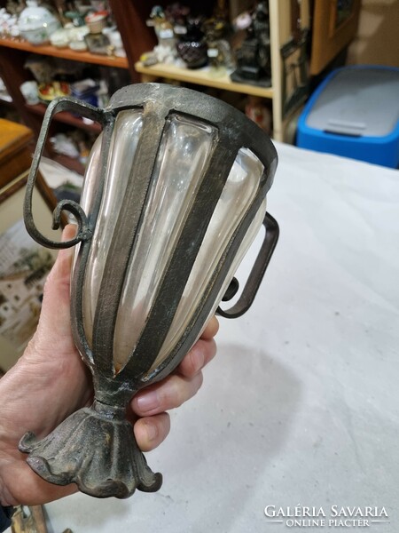 Régi üveg betétes váza