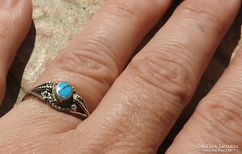 Turquoise stony antique goldsmith silver ring