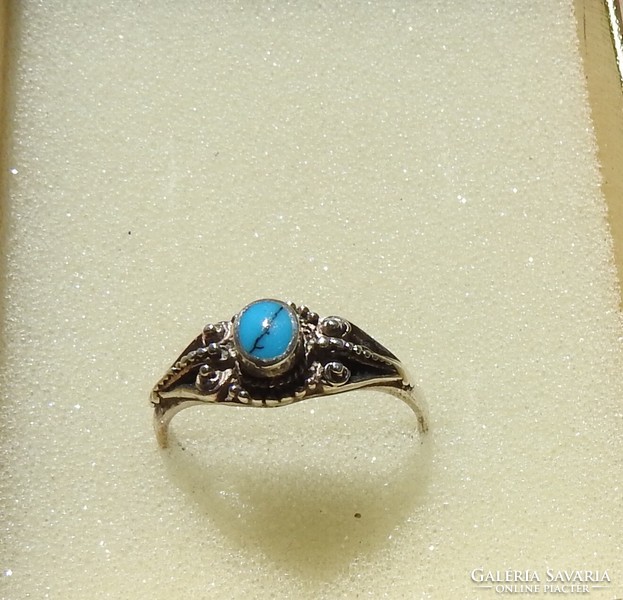 Türkizkék köves antik ötvös ezüst gyűrű