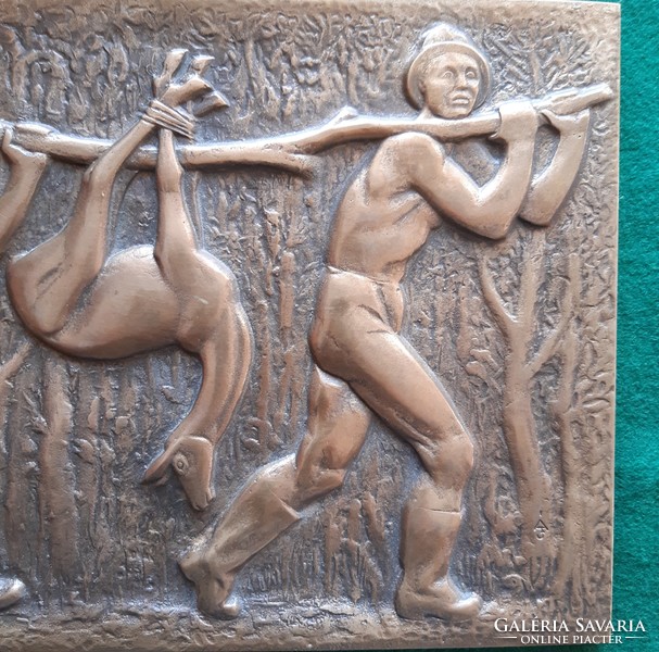 Carpenter Joseph: hunting, bronze relief, relief