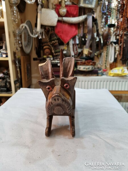 Wood carved dog