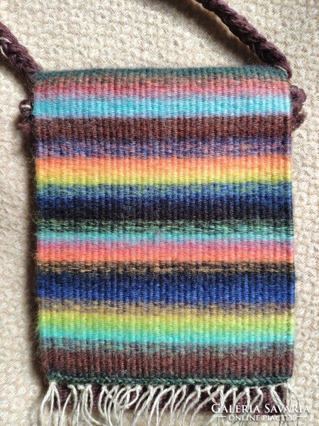 'Mysteries' hand-woven wool crochet / belt bag