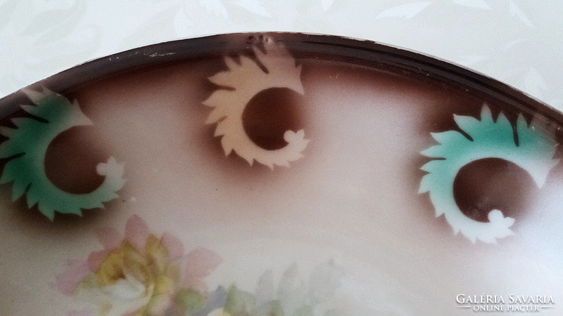 Old rosy floral vintage porcelain bowl 23 cm