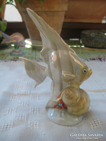 Drasche sailing fish, hand-painted, flawless, beautifully gilded,, 10 x 16 cm